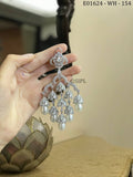 Pearlie , elegant  platinum  Finish White stone studded dangling earrings for women -SANDY001P
