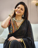 Bollywood Celebrity Baghyashree  Inspired Magic Faux Georgette Saree with Heavy Designer Blouse-MOE001BRBS