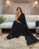 Bollywood Celebrity Baghyashree  Inspired Magic Faux Georgette Saree with Heavy Designer Blouse-MOE001BRBS