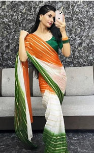 Elegant Tiranga Inspired Zari Weaving Saree for Women -RIDA001TZ