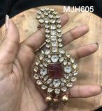 Ranveer , elegant Gold finish Royal Brooch / Safa   Kalangi Brooch with Carved Ruby stone for Men -SANDY001RKA