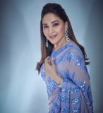 New Block Buster Bollywood Celebrity Madhuri Dixit Inspired  5mm Sequins Design Saree -SHREE001BRMD