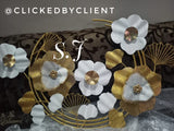 Gold  finish Floral Design Metal Wall Art for Decoration-GRIH001WD