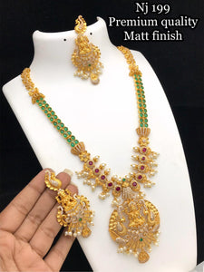 Ambika, elegant matte gold finish Necklace set for women -LR001LNS