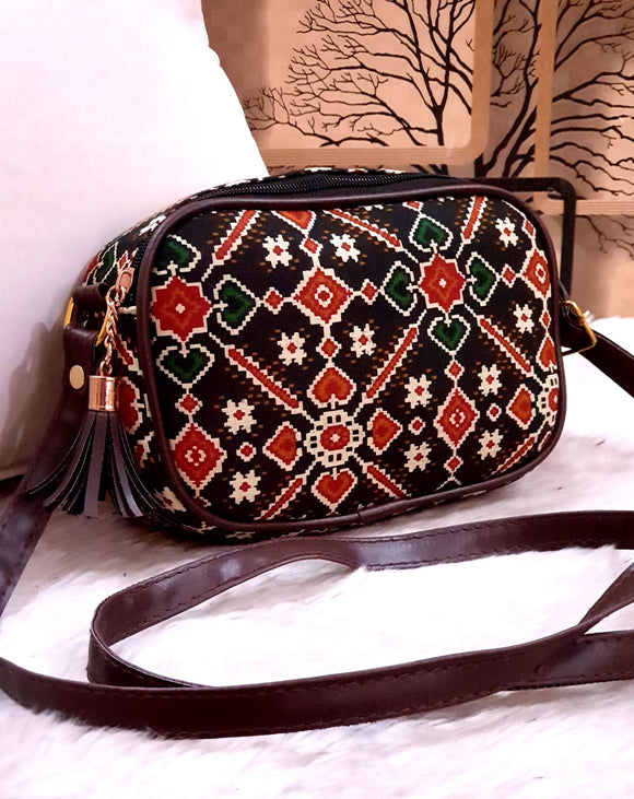 Elegant Black  shade Designer Oval Sling Bag for Women -TBC001OSBLS