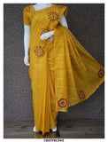 Hand Embroidery and Cutwork on Rawsilk Saree with Blouse Piece-KIA001RSCW