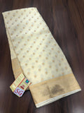 White  shade Pure Crepe Silk Handloom Saree with Soft Silky Zari Weaves and Gold Weaves All over -PRIYA001WCSSW