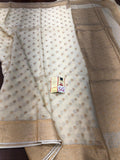 White  shade Pure Crepe Silk Handloom Saree with Soft Silky Zari Weaves and Gold Weaves All over -PRIYA001WCSSW