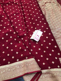 Maroon shade Pure Crepe Silk Handloom Saree with Soft Silky Zari Weaves and Gold Weaves All over -PRIYA001WCSSM
