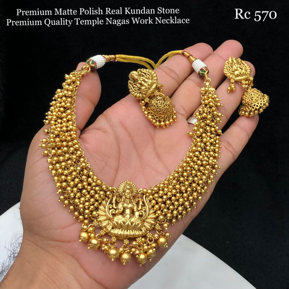 Durga Lakshmi , matte gold finish Maggam work Necklace Set for Women -LR001MWNS
