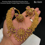 Dhana Lakshmi , matte gold finish Maggam work Necklace Set for Women -LR001MWDL