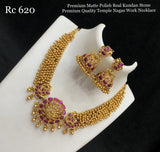 Dhana Lakshmi , matte gold finish Maggam work Necklace Set for Women -LR001MWDL