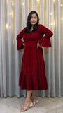 KKF Kurtis Christmas Special  Maroon  Velvet Dress for Women-FOF001VRF
