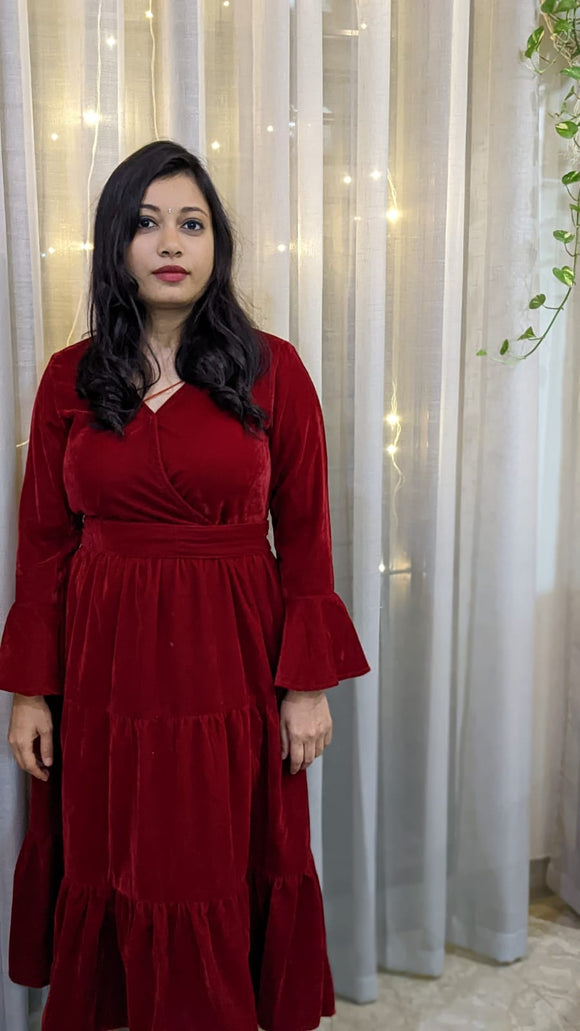 KKF Kurtis Christmas Special Maroon Velvet Dress for Women-FOF001VRF www.soosi.co.in KKF Kurtis Christmas Special Maroon Velvet Dress for Women-FOF001VRF www.soosi.co.in