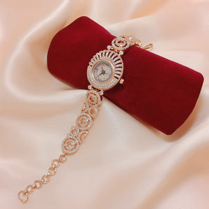 Rose gold Lily , elegant Rose  Gold finish American Diamond Watch for Women-RITU001RGA