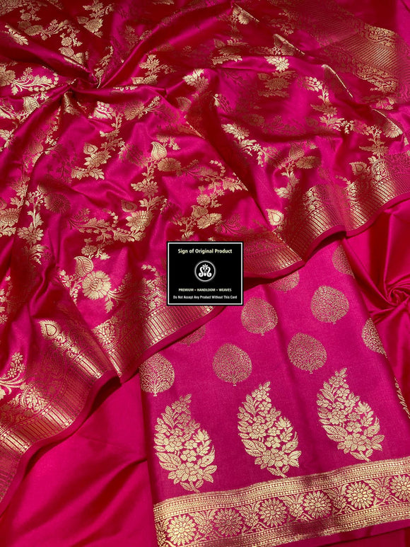 Magenta Pink  Shade Banarasi Soft Katan Silk Salwar Suit Material For Women -RIDA001BSMP