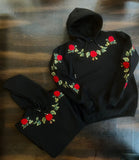 Premium Quality Black floral embroidered Hoodie Jacket for Men -BRANHU001FJ
