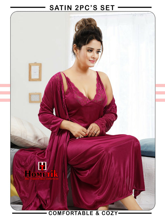 First Night Dress Bridal Nighty Designs Women Satin Solid