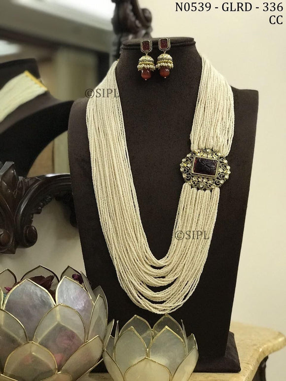 Extra Long Multi Strand Faux Pearl Statement Necklace – Chandras Treasures