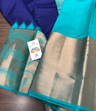 Shades of Blue, Elegant Blue Kanjivaram Silk Saree for Women-PRIYAN001KSSB