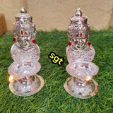Vaibava Diya Pair in German Silver with stone work-SILI001VD