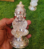 Vaibava Diya Pair in German Silver with stone work-SILI001VD
