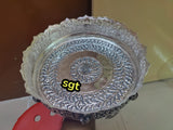 Antique Finish  German Silver Asta Lakshmi Design Plate- / Urli -SILI001AP