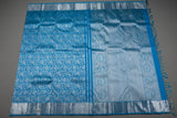 Meenakshi , Turquoise Blue Pure Kanjivaram Silk Saree with Silver Zari and Motifs-PRIYA001TSZ