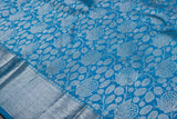 Meenakshi , Turquoise Blue Pure Kanjivaram Silk Saree with Silver Zari and Motifs-PRIYA001TSZ