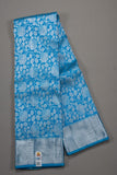 Meenakshi , Turquoise Blue Pure Kanjivaram Silk Saree with Silver Zari and Motifs-PRIYA001TSZ