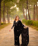 Beautiful Black Velvet Designer Saree with Blouse-SHREE001BRA