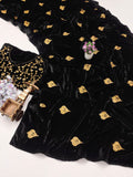 Beautiful Black Velvet Designer Saree with Blouse-SHREE001BRA