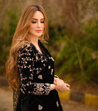 Beautiful Black Velvet Designer Saree with Blouse-SHREE001BRA