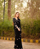 Beautiful Black Velvet Designer Saree with Blouse-SHREE001BRA