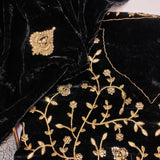 Beautiful Black Velvet Designer Saree with Blouse-SHREE001BRA