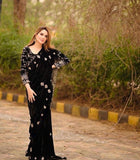 Beautiful Black Velvet Designer Saree with Blouse-SHREE001BRA