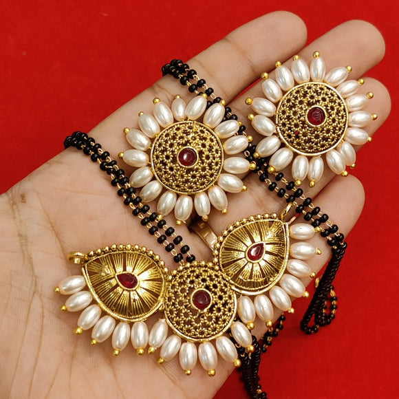 Moti pendant mangalsutra with earrings -SAMAR001MMSA
