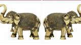 Pair of 2, Beautiful Carved Design Elephant Statues in Brass-DEV001EST