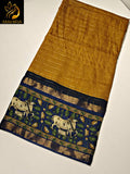 Mahira , Yellow  shade  Beautiful Linen Sari  with all over checks along with contrast Pichwai border -TREND001YS