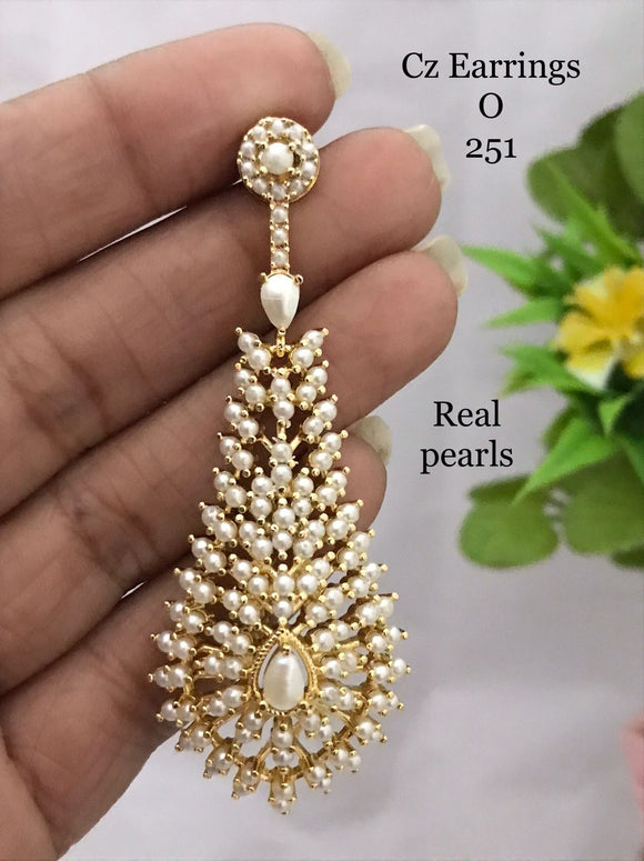 Akansha  Pearl , elegant dangling pearl earrings  for Women-SHYAM001PE