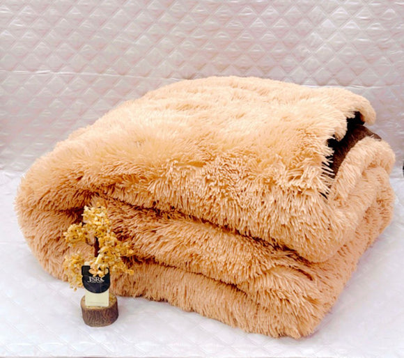 Peach  Shade Feathery Fur Premium Quilt/ Rajai  with Fiber Filling -PREET001PH