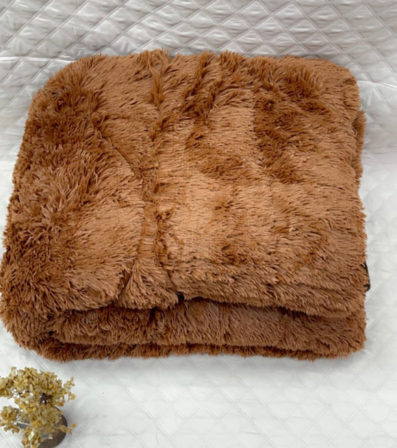Brown  Shade Feathery Fur Premium Quilt/ Rajai  with Fiber Filling -PREET001BR
