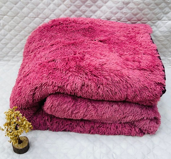 Onion Pink   Shade Feathery Fur Premium Quilt/ Rajai  with Fiber Filling -PREET001OP