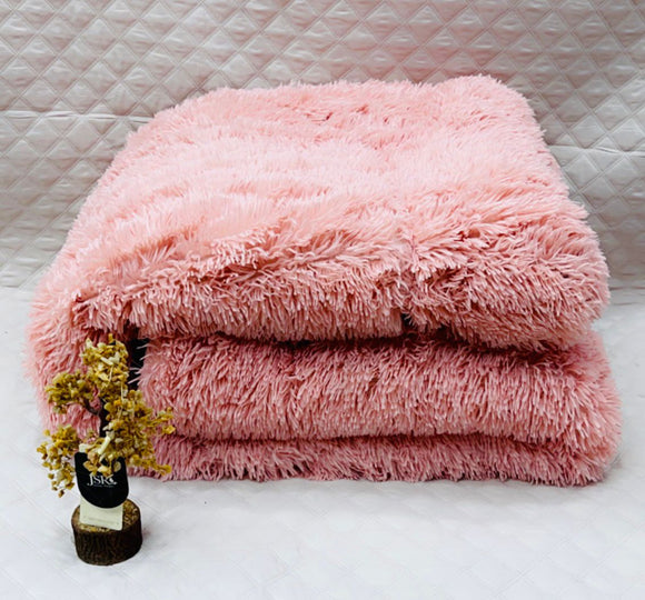 Baby Pink   Shade Feathery Fur Premium Quilt/ Rajai  with Fiber Filling -PREET001BP