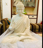 Ivory Shade Big Meditating Buddha Statue-Meditation (Ashirwad Mudra)-SKDBS001MB
