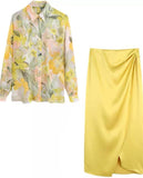 Ikkneha Premium Chiffon Fabric Shirt with Beautiful Imported Fabric Drape Skirt -FOF001ST