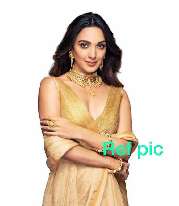 Bollywood Celebrity Kiara Advani inspired next to real 1gram gold plated choker set-MOE001KAC