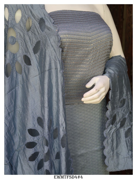 Grey Shade Embroidery and Sequins  work on Jacquard Woven Malai Silk -KIA001SSMG