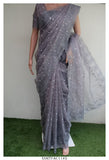 Lavender Alba , Lavender  Shade Full Border Embroidery on Mirror Work Organza Saree with Blouse Piece-KIA001LO