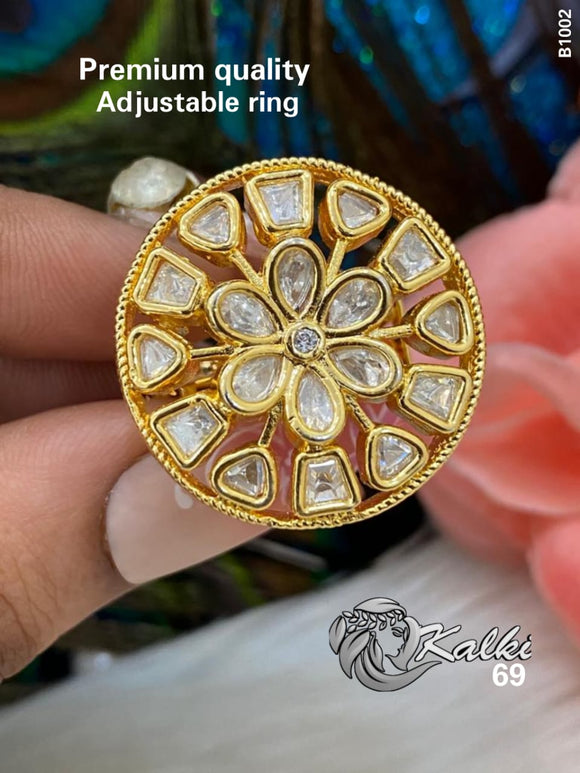 Hansini , premium quality adjustable Bridal Kundan Ring for Women -MOE001FRE